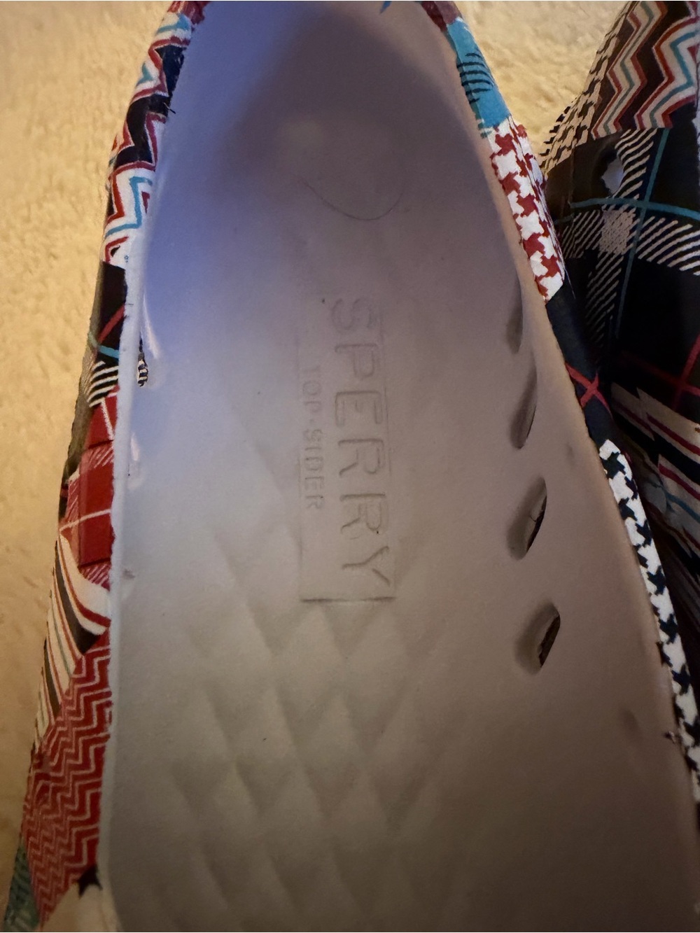 Sperry Patchwork Slip-On Sneakers in Red, Blue & Black - Picture 4 of 7